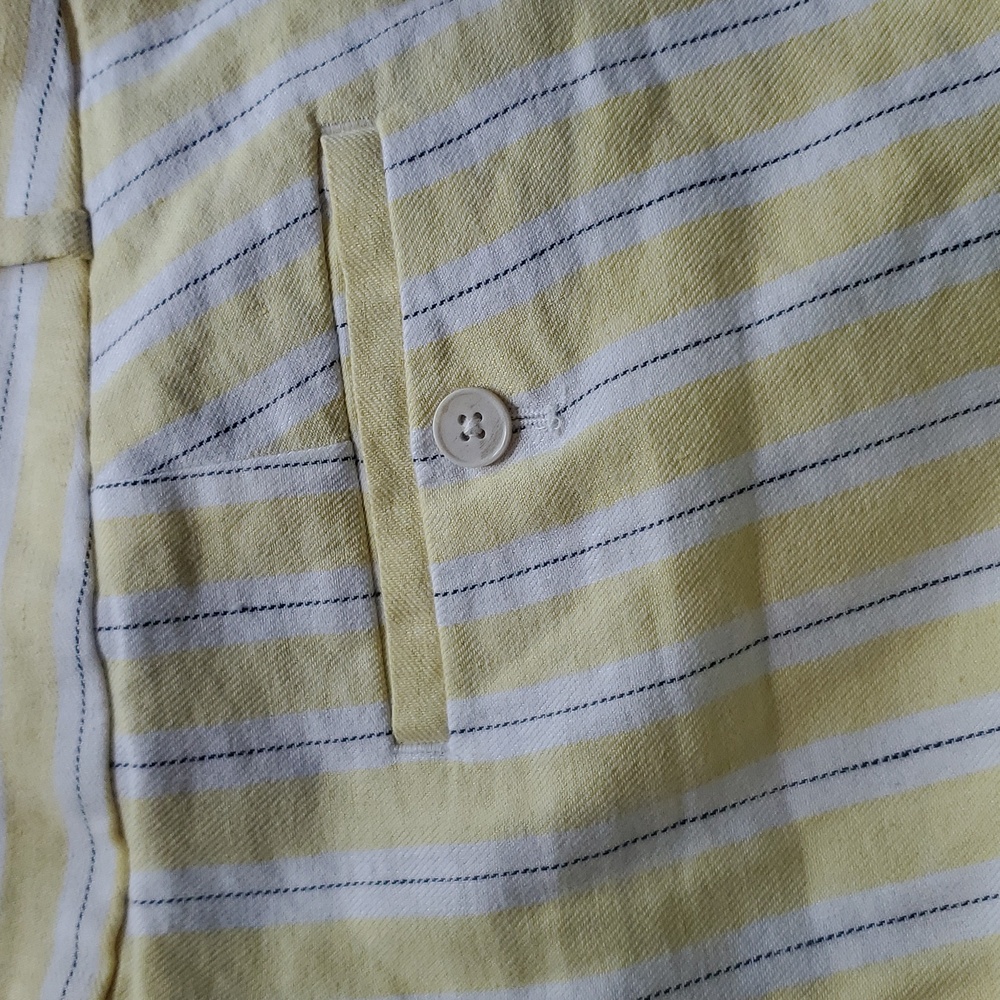 Banana Republic Linen Avery Striped Pants Trousers Yellow White 12 - Picture 5 of 5